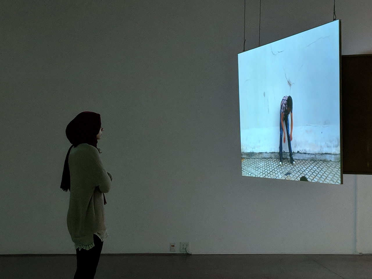 Installation view of Xin Xin’s 2016 video Separation Anxiety.