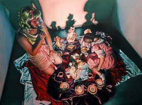 Jennifer Niswonger-Morris, Blank Slate, 2018, oil on canvas, 45" x 60"Jennifer Niswonger-Morris, Population Control, 2015, oil and acrylic on canvas, 71" x 66"