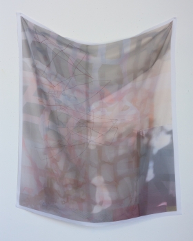 Untitled Sheer I, 2022; Archival pigment print on chiffon, fabric; 36” x 42”