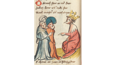 Nero and the Doctors, in a World Chronicle manuscript, southern Germany, 1402. (Image: New York, New York Public Library, Spencer MS 38, fol. 343r.)