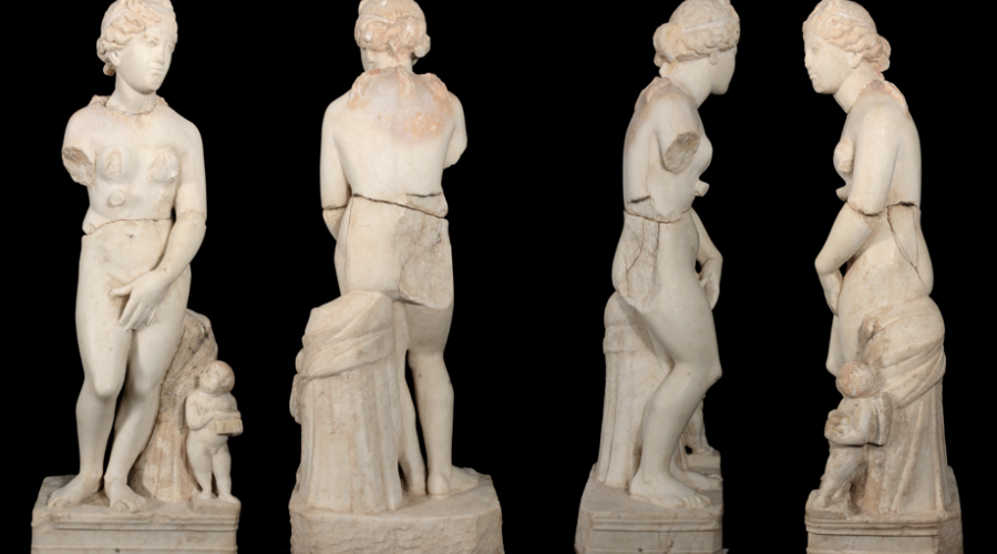 First statue of Aphrodite, after reassembly, at The American Center of Oriental Research (ACOR), Amman, winter 2018. Now on public view at The Petra Museum, as of May 2019. 