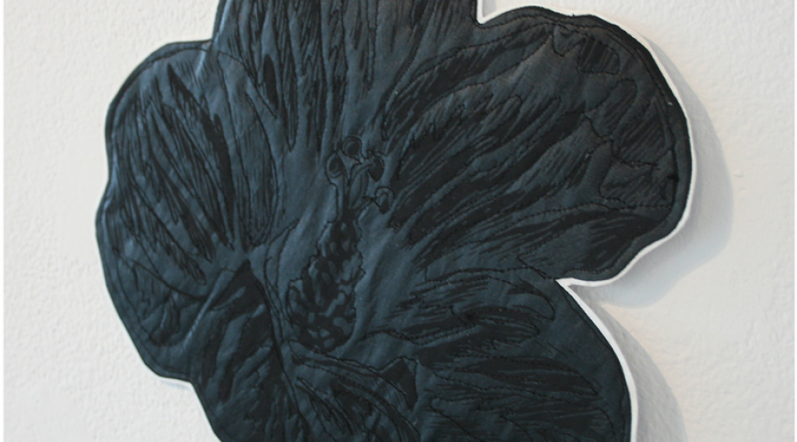Mo(u)rning Flowers, Detail, Melissa Harshman, sewn screenprints