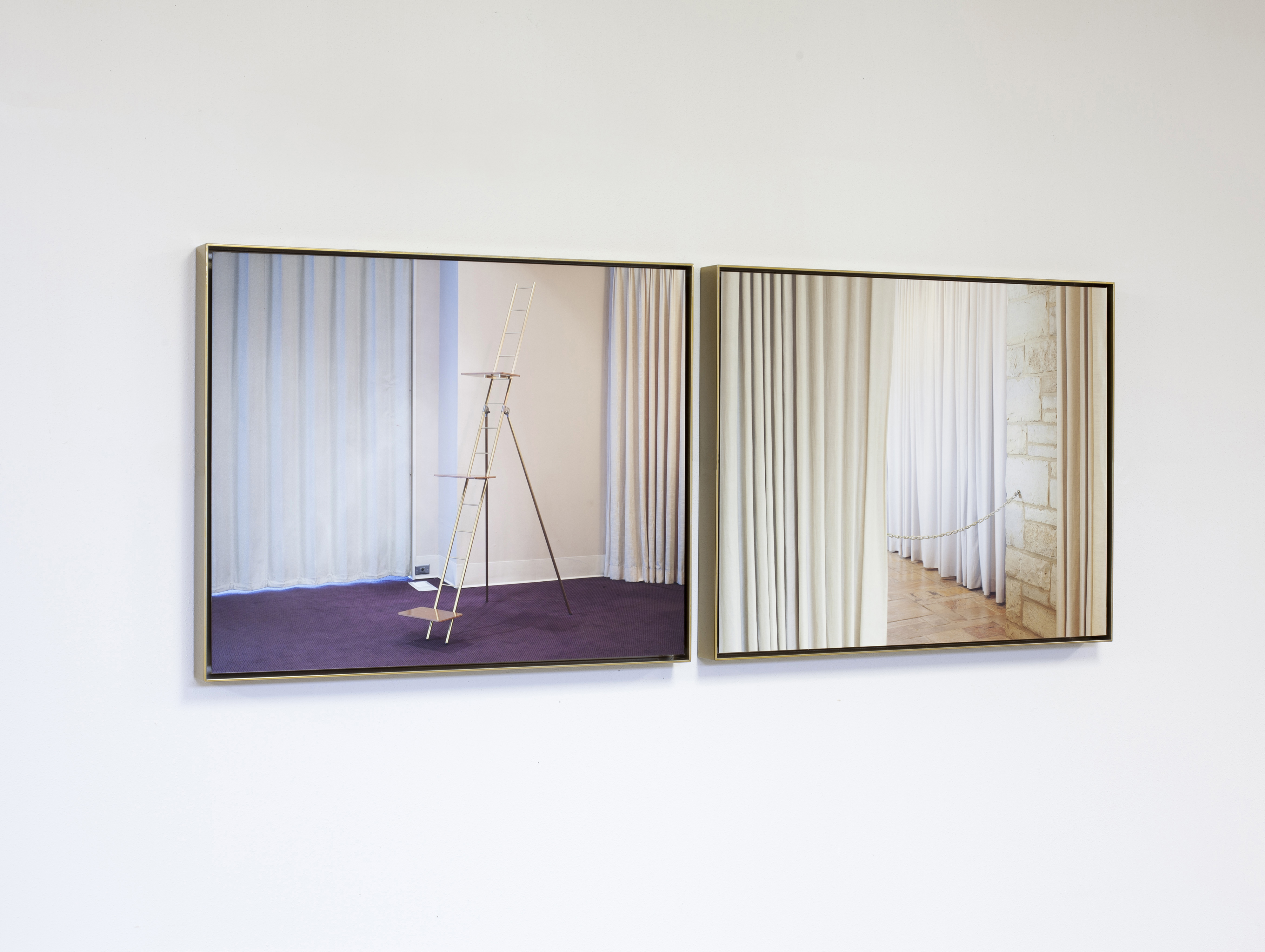 Rachel Cox, Installation, 2019, archival pigment prints mounted to dibond with UV satin laminate, float framed in powder coated brass, 20" x 24"
