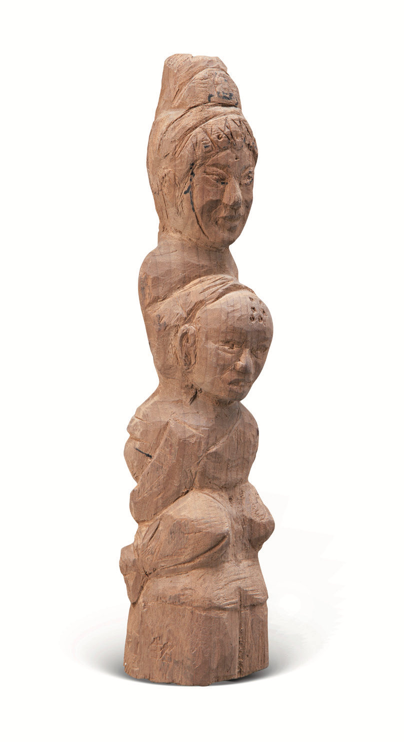 Liu Shiming, Descending the Mountain Together 佛/双下山, wood, 11.5 x 2.4 x 3 inches. Courtesy of the Liu Shiming Art Foundation.