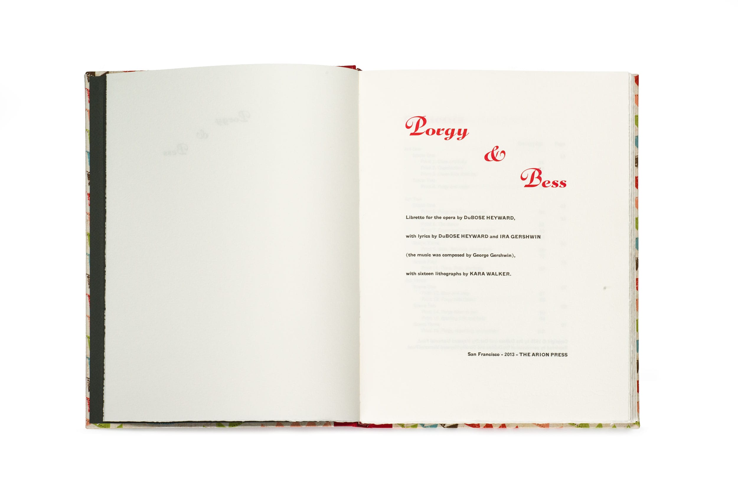Porgy & Bess libretto by DuBose Heyward and Ira Gershwin with 16 lithographs by Kara Walker.