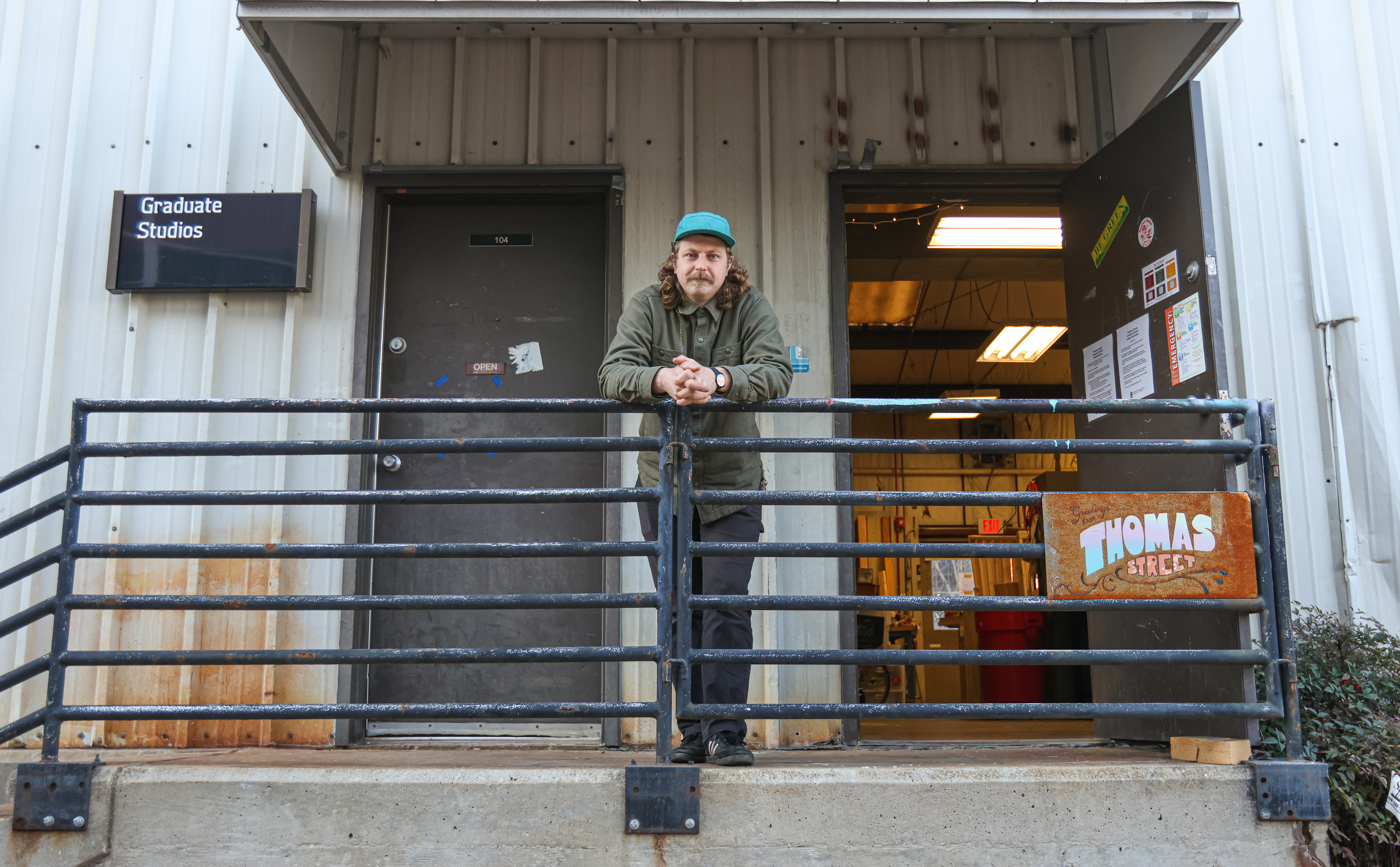 Mickey Oscar Boyd at Thomas Street Art Complex, 2023. Photograph courtesy of Sidney Chansamone.