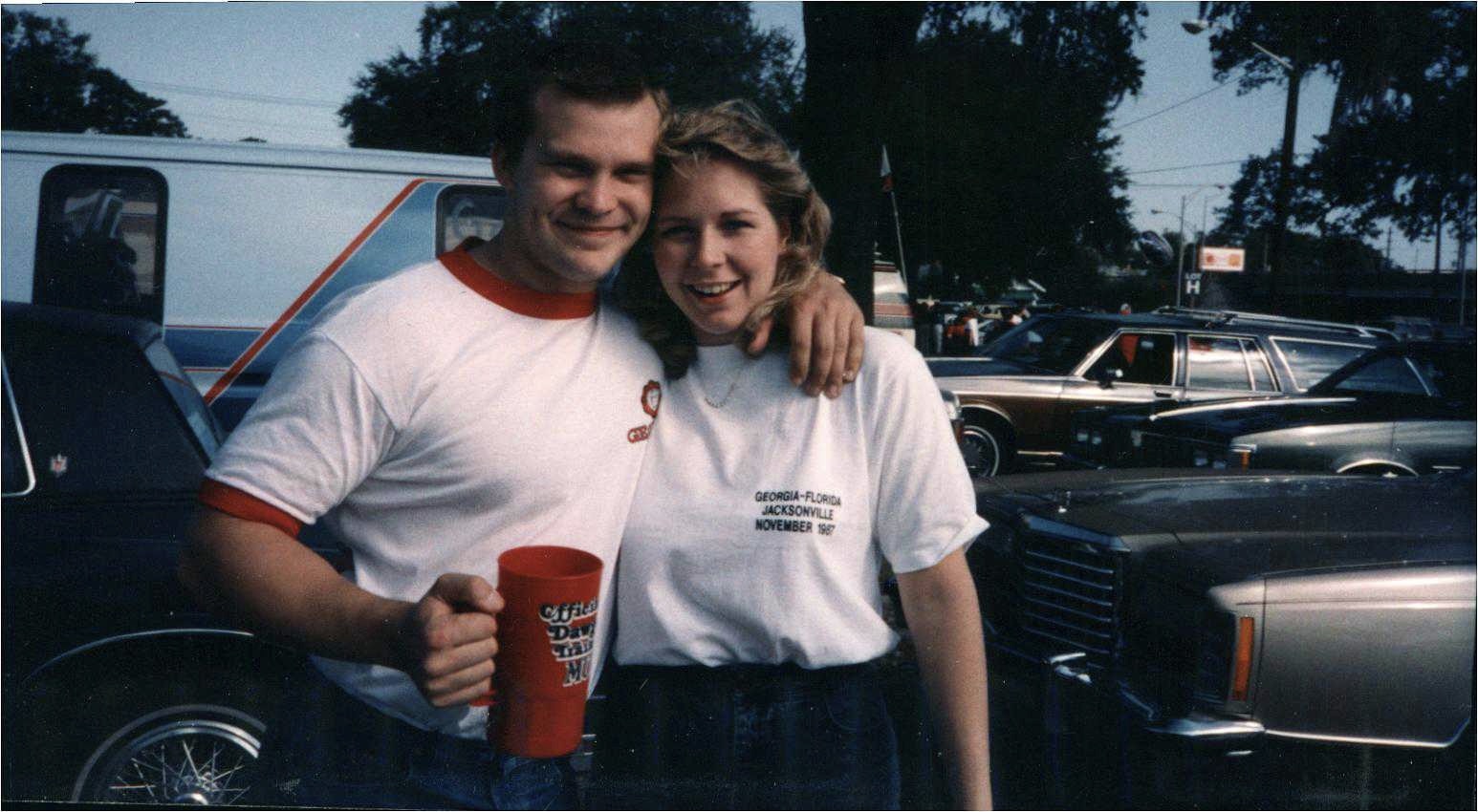 Brent and Kelly in 1987, just before that year’s Georgia-Florida game.
