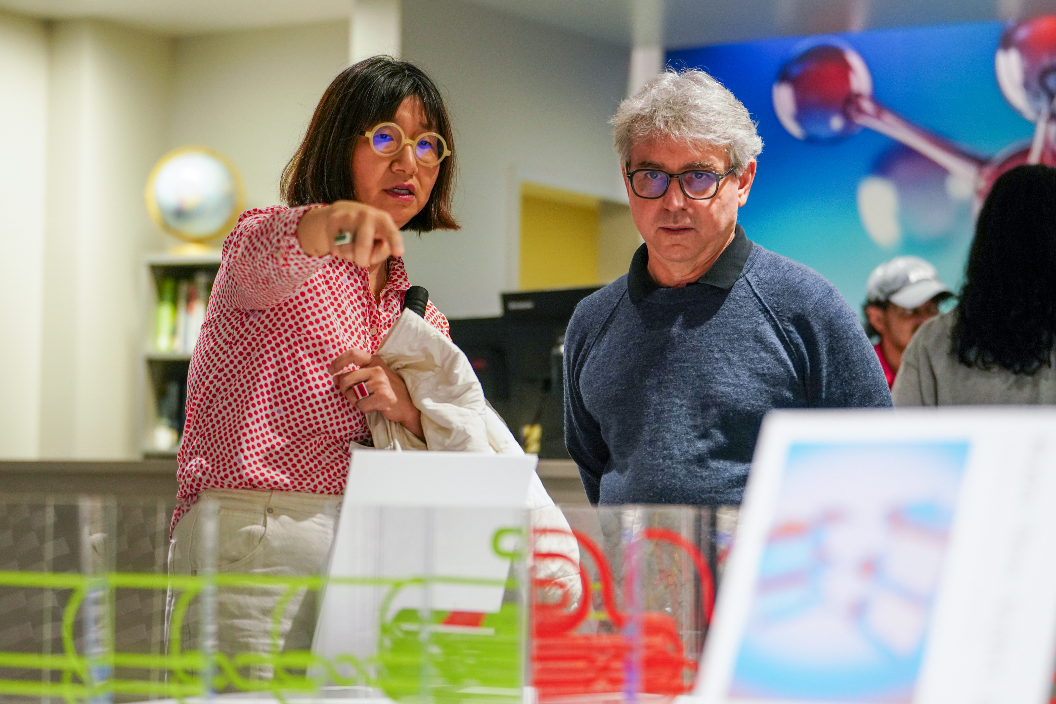 Associate Professor Moon Jung Jang with Lamar Dodd School of Art Director Joe Peragine at the opening of Spacing Out, November 6, 2024. Photo courtesy of Sidney Chansamone.