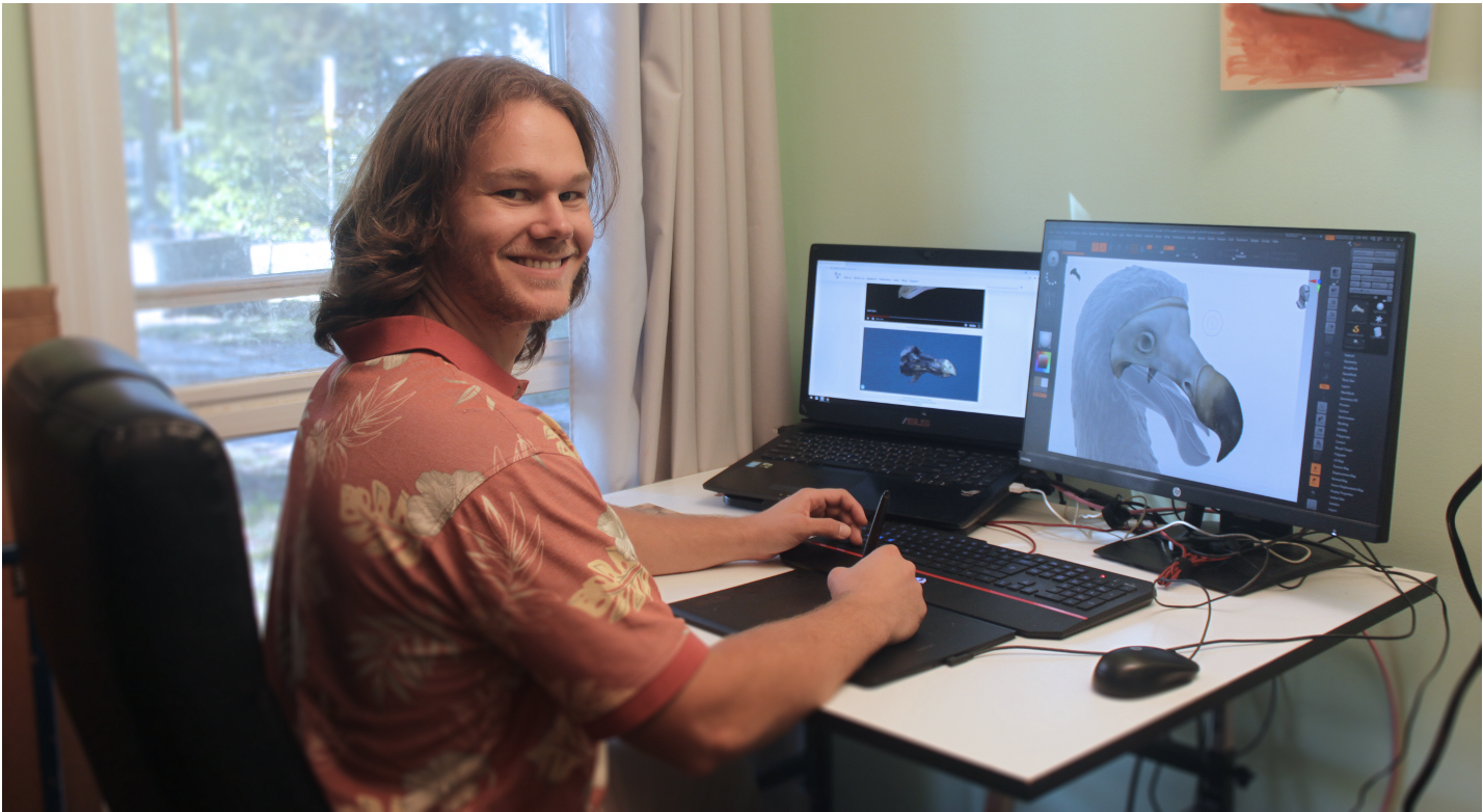 Fig 6: Joshua Hatfield working on the Dodo 3D model.