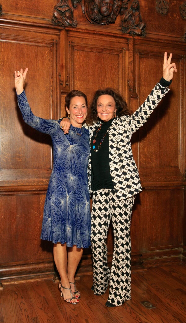 Susan Sherman with legendary fashion designer Diane von Furstenberg at the Saint Louis Fashion Fund’s 2022 “Speaking of Fashion” talk at Washington University in St. Louis.