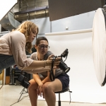 Lamar Dodd photography students in assistant professor Marni Shindelman’s “Constructed Image” class attend a creative studio lighting workshop hosted by the UGA Marketing & Communications photo staff. (Chamberlain Smith/UGA)