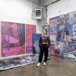 Image of Hong Hong standing in her studio. Beverly, MA. 2024. Photo by Mel Taing, courtesy of Boston Art Review.