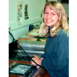 Layton works on her senior portfolio in 1990.