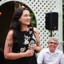  Ally Smith speaking at the Atlanta pop-up exhibition 'Exit Ahead' at Whitespace gallery last week. Photo by Sidney Chansamone.