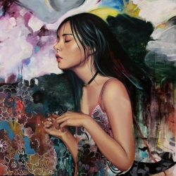Young Lim Lee, Imbued, oil and mix media on canvas, 24" x 24"