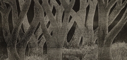 ulius Pommer (American, 1895 – 1945), “Ghost Trees,” 1938. Lithograph on paper. Georgia Museum of Art, University of Georgia; Transferred from the University of Georgia Library. GMOA 1969.2490.