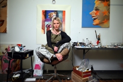 Atlanta artist Hail Holtzclaw in her studio at the University of Georgia.