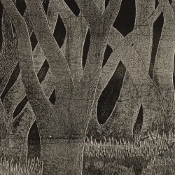 ulius Pommer (American, 1895 – 1945), “Ghost Trees,” 1938. Lithograph on paper. Georgia Museum of Art, University of Georgia; Transferred from the University of Georgia Library. GMOA 1969.2490.
