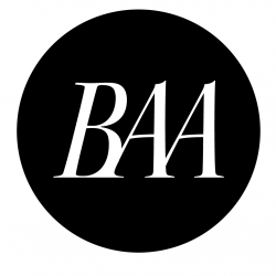 The Black Artists Alliance logo. White text on black circle.