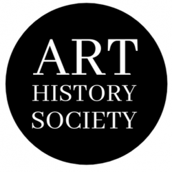Art History Society Logo. White text on black circle.