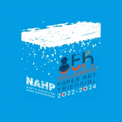 Electric blue logo for the 8th Collegiate Paper Art Triennial 2022 - 2024