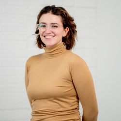 A picture of a figure in front of a white background