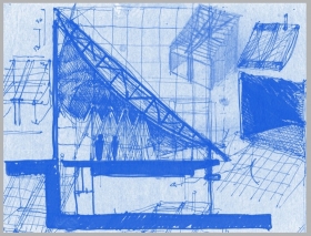 Preliminary Sketch for A Chapel Design, 2005, Diazo Print, 7"x10"