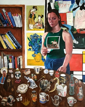 Culture Collector, 2024, Oil and acrylic on canvas, 48"x60"