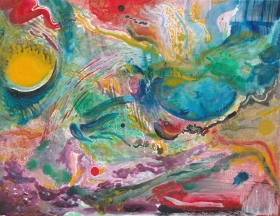 "Flow." Gouache and gel pen.