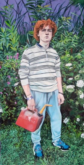 A Curl For Every Vice, 2022, Oil on canvas, 36"x72"