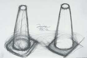 Michael Lachowski, "Twins," 2012. Graphite on paper, 40 x 26 inches.