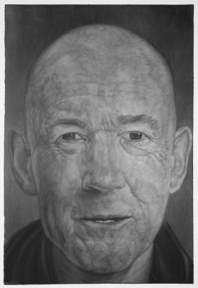 Geoff Hendrics, gray color pencil on black paper