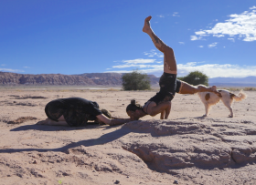 Performance still shot from short film 'Reciprocity' in the Atacama Desert, Chile, 2019