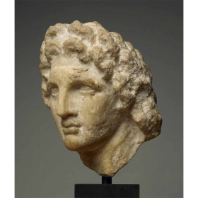Portrait of Alexander. Marble with painting and gilding. H. 18.5 cm., c. third century BC. Princeton University Art Museum, inv. 2008.330. 