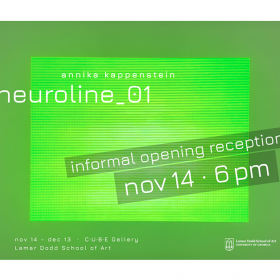 Promotional banner for "neuroline_01". White text on lime green backdrop with thin lines embedded within larger sage green sqiare.