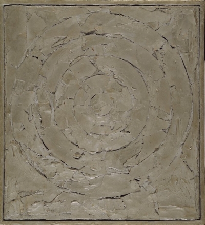 Jasper Johns (born 1930). Target, 1930. Sculptmetal and collage on canvas. Addison Gallery of American Art, Phillips Academy, Andover, MA, gift of Frank Stella (PA 1954), Addison Art Drive, 1991.44