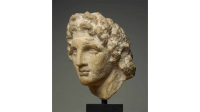 Portrait of Alexander. Marble with painting and gilding. H. 18.5 cm., c. third century BC. Princeton University Art Museum, inv. 2008.330. 