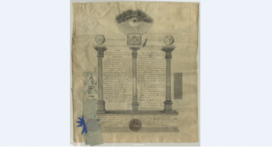 Masonic certificate, Athens, 1854