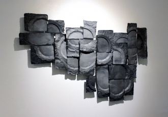 Masako Onodera. “Ghost” 7’ x 8’ x ½’  Washi paper, ink, thread, piano wire
