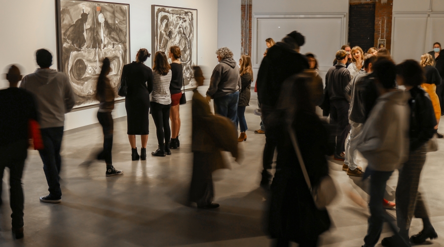 Guests at opening of "Kara Walker: Back of Hand" in Spring 2023. Photography courtesy of Sidney Chansamone.