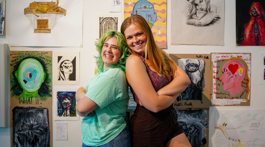 2024 UGA Summer Art Camp participants posing at the closing exhibition reception, June 2024. Photo courtesy of Sidney Chansamone.