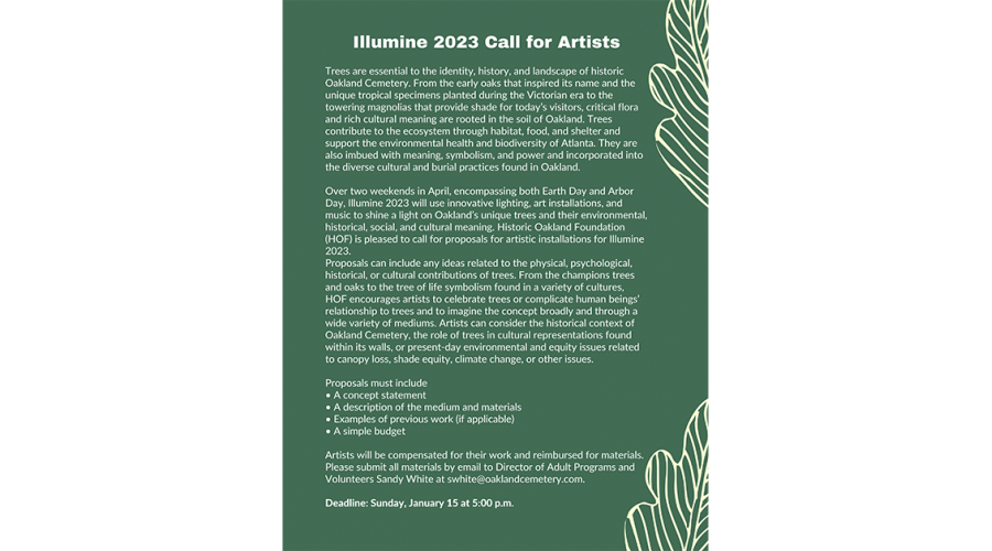 Historic Oakland Foundation Call for Art - Illumine 2023 Banner