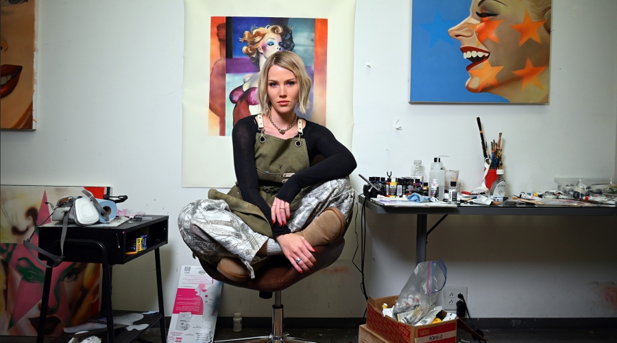 Atlanta artist Hail Holtzclaw in her studio at the University of Georgia.