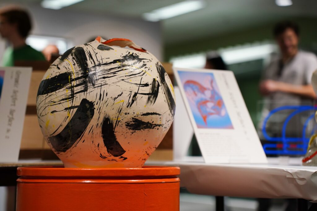 Seifert Surface ceramic artwork by UGA alumna Ari Medina on view in Spacing Out at the UGA McBay Science Library. 