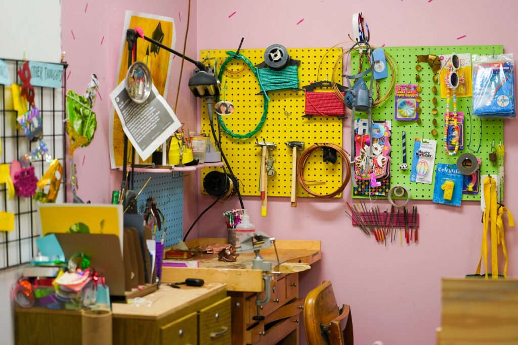 MFA student studio space at Thomas Street Art Complex. 