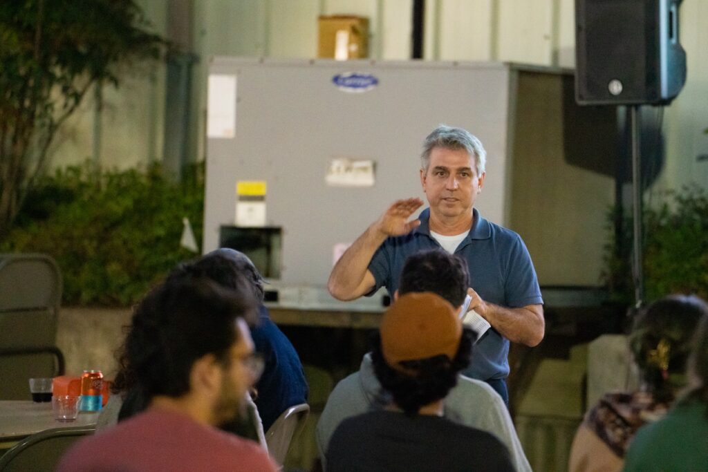 Joseph Peragine, director of the Lamar Dodd School of Art and juror of the 2022 Short Shorts Film Festival, introducing the film showcase. 