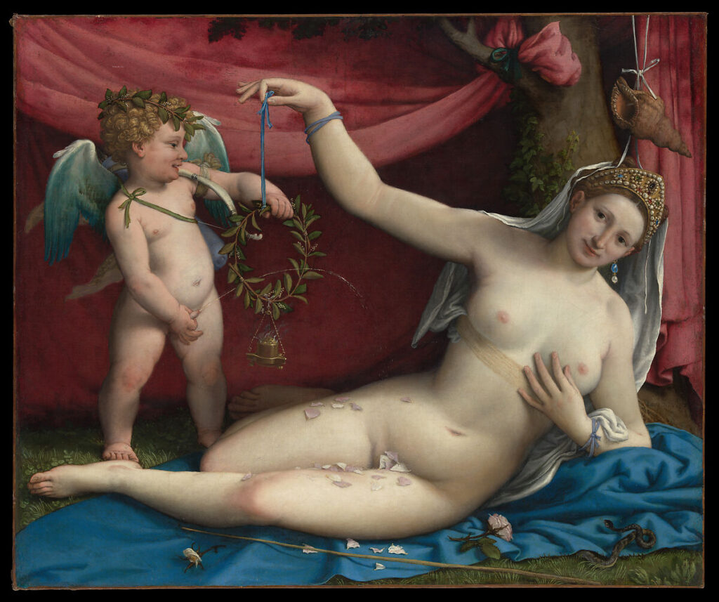 Lorenzo Lotto, Venus and Cupid, 1520s, oil on canvas. 92.4 x 111.4 cm, Metropolitan Museum of Art, New York.