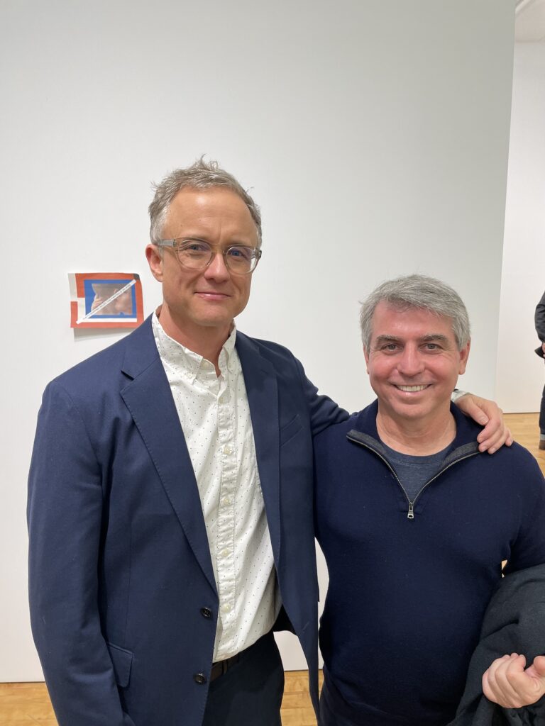 Painter, Dodd alum, and board member Ridley Howard poses with fellow painter, Lamar Dodd School of Art Director Joseph Peragine, at the opening of Forever, Ridley's solo exhibition at Marinaro Gallery in New York City on Friday October 21, 2022.