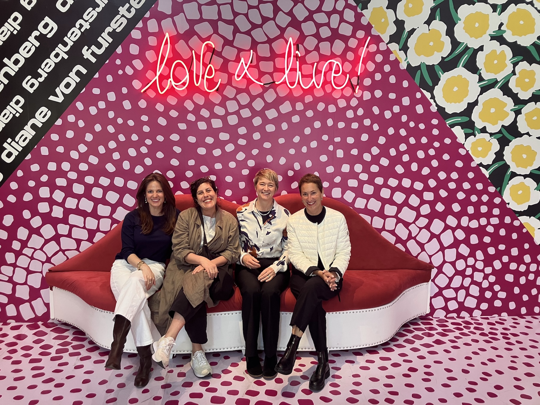 Alysse Capitanelli, Dr. Katie Geha, Franklin College of Arts & Sciences Dean Anna Stenport, and Susan Sherman at the Diane von Furstenberg (DVF) Studio Headquarters in New York City, May 2023.