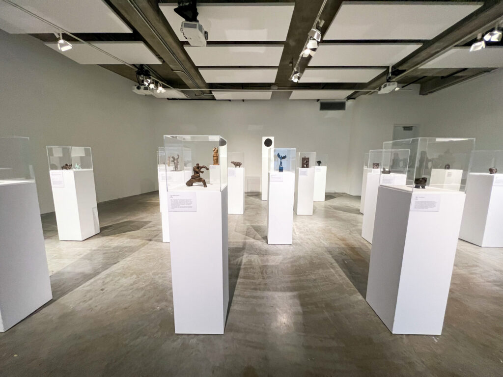 View of the exhibition Descending the Mountain Together in the Margie E. West Gallery, January 2023. Artworks on loan from the Liu Shiming Art Foundation.